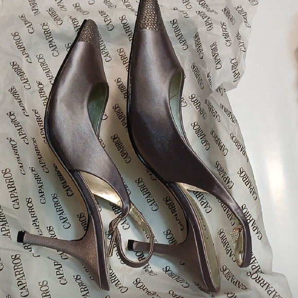 Caparros Grey Beaded Toe Slingback Heels - Picture 4 of 7